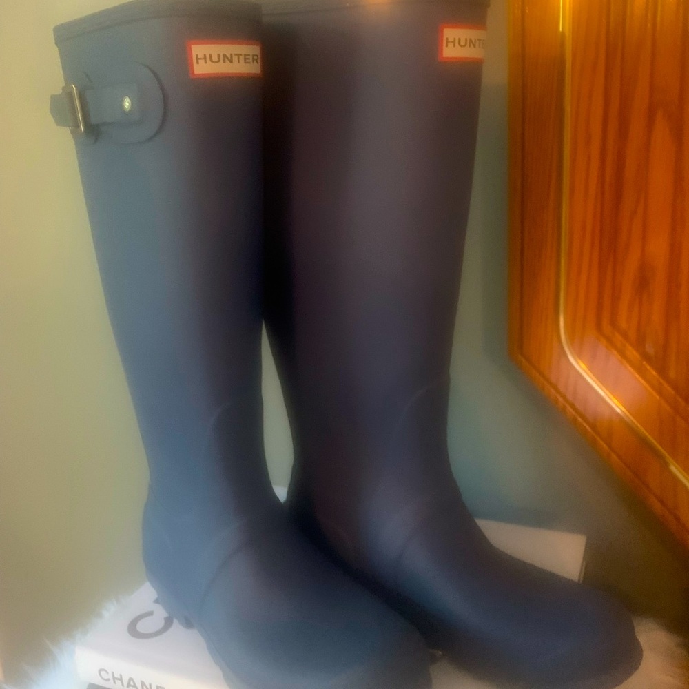 Hunter Tall Rain Boots Peak Blue Color